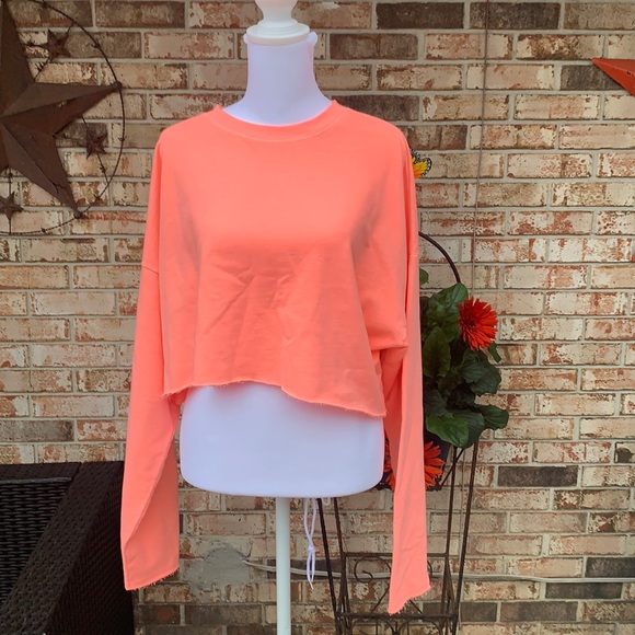 Neon Orange Wild Fable cropped sweat shirt